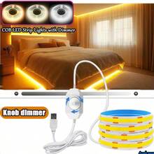 Acosh Neon 1m/2m/3m/5m/ COB LED Strip Lights With Dimmer, 8mm Width, USB Interface, High Brightness, Dotless Cuttable Tape For DIY Projects, Ideal For Bedroom, TV Backlight, Kitchen And Home Decoration - White - View 1