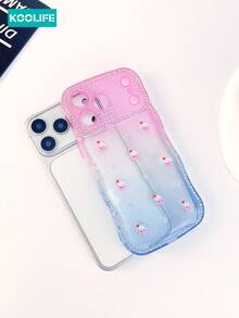 Koolife 1pc Wavy Edge Rhinestone Gradient Phone Case With Epoxy 3D Ice Cream & Pearl, 2.0mm TPU Soft Cover, Raised Lens Protection Shockproof Stylish Design Case, Compatible With IPhone 17/17 Pro/17 Pro Max - Heart-shaped Ice Cream Gradient Blue - View 4