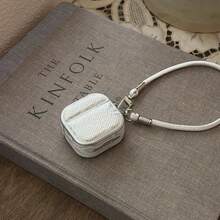 Retro High-End Magnetic Leather Texture Earphone Case With Lanyard, Embossed Snake Skin Pattern In Black & White, Suitable For AirPods Pro 2, Cute & Minimalist Design For AirPods 3/4, 1st/2nd Gen - Multicolor - View 4