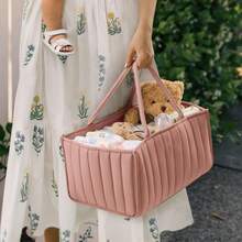 Organizador de Caja de Pañales para Elegante Cesta para Pañales Cesta de pañales para Lista de regalos para recién nacidos y Suministros básicos Rosa pálido - Rosa plido - Ver 4