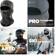 fuinloth Pasamontaas para Moto, Proteccin UV Balaclava Solar Transpirable Moto Hombres y Mujeres - Gris claro - Ver 10