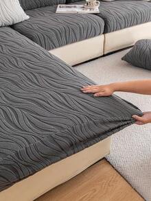 1pc Waterproof Large Wave Sofa Slipcover, High-End Anti-Slip Living Room Couch Cover, Machine/Hand Washable, Pet-Friendly, Suitable For All Seasons, Home, Kitchen, Bedroom, Office Use - Dark Grey - View 5