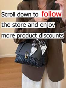 这款简约时尚的方形手提包配有可拆卸丝巾。它是一款多功能且实用的单肩/斜挎包，适合女性、大学生、通勤族、约会、外出和日常通勤。 - 黑色 - 查看 2