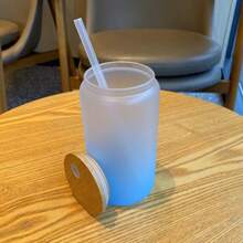 1pc Customized Personalized Couple Tumbler With Lid And Straw, Frosted Glass Cup, Kitchen Drinkware, Suitable For Travel And Storing Beverages, Juice, Milkshake, Essential For Birthday, New Year, Valentine's Day Parties, Also A Great Gift For Bestie, Her/Him, Graduation, All Seasons - Frosted - View 10