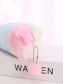 Gradient Color Cute Girl Plush Octagonal Pencil Case, Simple Student Stationery Storage Bag - Multicolor - View 6