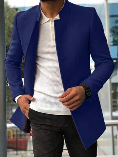 Nueva Chaqueta Hombre Otoño | Lana Lisa Slim | Estilo Casual Formal | Jóvenes Moda | Versátil Elegante