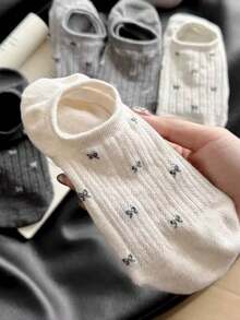 5双可爱蝴蝶结透气袜子 - 透气吸湿排汗，高弹力，舒适必备，运动爱好者必备，适合日常穿着，趣味礼物，生日礼物，男女皆宜 - 彩色 - 查看 2