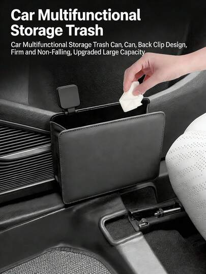 Foldable Hanging Car Trash Can & Storage Organizer Bag - Suitable For Car Door, Seat Back, Interior Accessories And Vehicle Storage