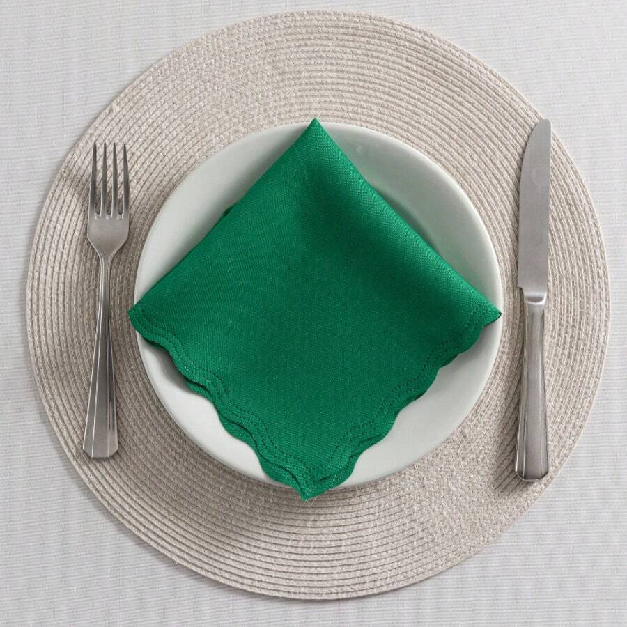 Fabric Napkin Set Of 10 Oxford Laser Finish - Green Flag - View 1