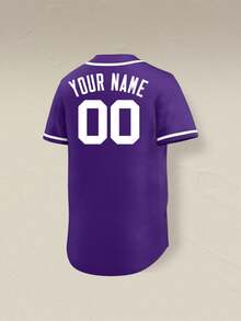 Customizable Plus Size Baseball Jacket, Design Your Own Name/Number, Create Unique Sports Style Summer - Purple - View 4