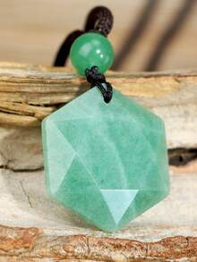 Handmade Woven Hexagram Pendant Necklace With Natural Stones - Tiger Eye, Green Aventurine, Blue Sodalite, Unisex Couple Necklace - Multicolor - View 16