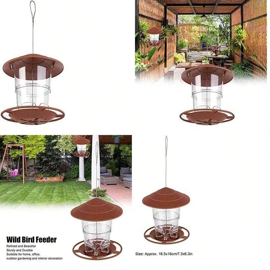 Greensen Comedero para Pjaros Diseo Pabelln 1L para Pjaros Pequeos con Cuerda para Colgar para Jardn Exterior PP y PS 18,5x16cm - como se muestra en la figura - Ver 1