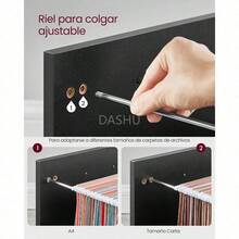 Office Cabinet,Archivador de Oficina con Ruedas, Archivador Móvil con 2 Cajones, 44 x 42 x 69 cm, Estilo Industrial, Negro Tinta MOFC077B16 - Negro7565 - Ver 5