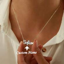 Custom Name Necklace For Women Personalised Cursive Letter Pendant Stainless Steel Jewelry Men Chain Choker Collar Valentine's Day Gift - Multicolor 3 - View 5