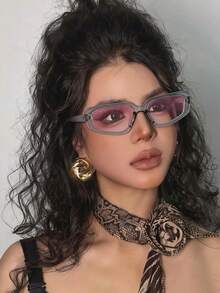 1pc Fashionable Ombre Color Women Fashion Glasses, Item - Translucent Gray/gradient Pink - View 1