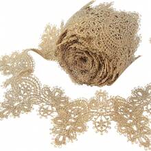 1码刺绣蕾丝花边饰带花朵面料蕾丝丝带领口缝纫用品工艺DIY花边婚纱贴花装饰 - 金色 - 查看 3