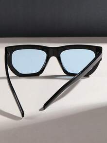 2副男女通用方形纯色时尚眼镜，情侣眼镜配饰，适合日常和节日佩戴 - 彩色 - 查看 3