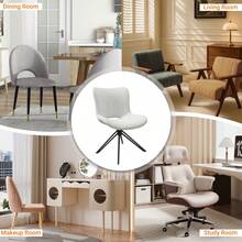 Dining Chairs Set Of 4, 360° Swivel Upholstered Mid-Century Modern Kitchen Dining Room Chairs, Armless Faux Leather Accent Side Chair With Padded Back, Metal Legs For Living Room Bedrooms White - 白色 - 查看 8
