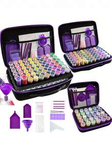 30/60/120/240 Slots DIY Diamond Painting Storage Box, Upgraded Canvas Organizer, Includes Accessories, Shock-Proof Beads & Art Supplies Storage Box, Portable Jewelry Box, Includes Tools, Multi-Functional Craft & Sewing Supplies Set, Plastic Material - Multicolor - View 11