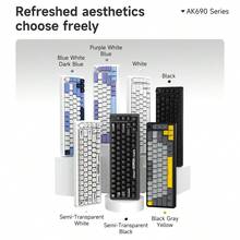 Bàn phím cơ AJAZZ AK690, phím có thể thay thế nóng hoàn toàn, núm xoay kim loại đa chức năng, phím bấm bán trong suốt, tùy chọn 3 trục. - AK690 - Xem 2