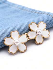 1 Pair/2 Pairs Detachable Buckle Waist Cincher, No Sewing Required For Jeans, Dresses, Sakura Pattern - Multicolor - View 9