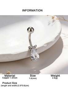 1 chiếc khuyên rốn hình nơ giọt nước thời trang đính đá Cubic Zirconia, trang sức xỏ khuyên cơ thể dành cho nữ, thích hợp đeo hàng ngày, đi biển, dự tiệc. - giọt nước - Xem 9