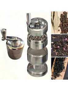 重型手动研磨机 - 不锈钢结构，双层研磨设计，适用于香料、草药、咖啡、烟草研磨机，无需电力 - 适合家庭、露营、厨房使用 - 送给厨师和烹饪爱好者的完美礼物，草药研磨机，时尚外观，金属质感，紧凑设计，多级研磨，户外探险者必备，手动咖啡研磨机，金属研磨机，迷你研磨机 - 彩色 - 查看 7