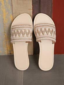 Teenage Girls/Girl's Flat Strap Slippers, New Summer Lightweight Soft Bottom Non-Slip Beach Sandals, Comfortable & Versatile - Beige - View 1