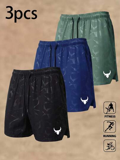 3pcs/Set Men's Quick-Dry Running Shorts, Breathable Lightweight Casual Outdoor Sports Shorts, Suitable For Fitness, Running, Beach, Swimming