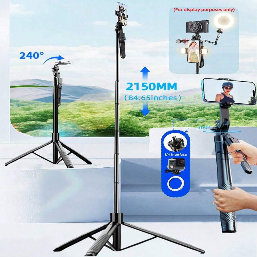 BSLIUFANG 2026 New 2.15M Wireless Selfie Tripod Foldable Stand For Action Cameras Smartphones Balance Steady Shooting Live
