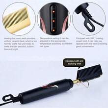 电动直发梳、热压梳、卷发梳和干湿两用直发器 - 黑色 - 查看 4