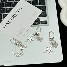 1pc Butterfly, Star, Moon Keychain - Minimalist Couple Keyring, Vintage Design Unique Gift For Friends, Students - Multicolor - View 3