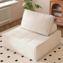 Modular Sectional Sofa, 35" Corduroy Sofa Sleeper Deep Seat Sofa With Adjustable Backrest, Small Couch For Small Spaces, Living Room, Bedroom, Apartment,Blue Office Couch - 米色 - 查看 1