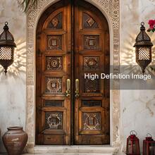 1pc Framed/Unframed Islamic Mosque Canvas Poster Boho Muslim Architecture Moroccan Door Wall Art Print Ramadan Decor Mediterranean Religious Painting For Apartment,Living Room,Bedroom,Modern Home Decoration - Multicolor - View 5