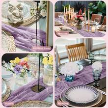 1 件纱质桌旗，波西米亚乡村风格，适用于婚礼、派对、婴儿派对、生日、家居装饰、节日装饰 - 紫丁香色 - 查看 7