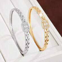 1件 优雅花卉设计 立方氧化锆镶嵌 女士时尚手链 - 彩色 - 查看 7