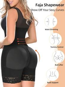 High Compression Faja Colombiana Short Girdles With Brooches Bust For Daily And Post-Surgical Use Slimming Sheath Belly Women - 黑色 - 查看 4