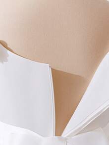 Vestido largo elegante de unicolor con tirantes de espagueti y encaje de malla para niñas preadolescentes, adecuado para niña de las flores en bodas, cenas formales, no incluye diadema - Blanco - Ver 10