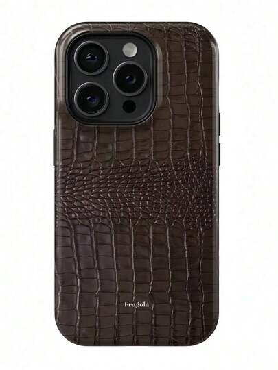 Brown Crocodile Pattern Two-In-One Matte Texture Phone Case Suitable For Compatible With Iphone17,17AIR,16, 15, 14, 13, 12, 11, PRO MAX,PLUS,X,XS ,Case Suitable For Compatible With Samsung Galaxy S21/22/23/24/25 Ultra/FE+,NOTE20 Ultra,A71/56/55/54/53/52/36/34/26/25/23/16/15/14/13/06