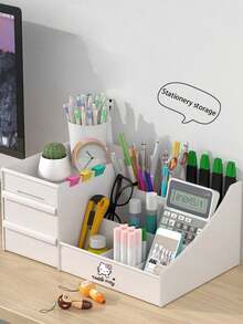 Sanrio 1个ins风镂空双层桌面收纳架，带挂钩和笔筒的挂板收纳架