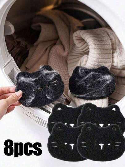 8/4/2/1pc Pet Hair Remover, Suitable For Clothes Drying, Reusable, Non-Electric Lint Remover, Reduces Wrinkles, Saves Drying Time, Cute Cat Shape, Easily Removes Washing Machine Lint, Pet Hair Remover, Clothing Cleaner, Cleaning Supplies, Easy To Remove Hair And Clean