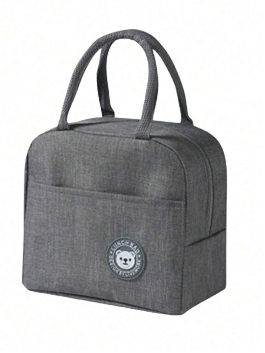 Bolsa Térmica de Mão Lancheira Marmita Viagem Piquenique - Cinza - Visão 1