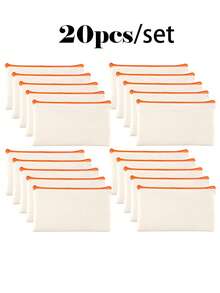 50/20/10/5件套空白帆布铅笔盒，配彩色拉链，DIY工艺绘画空白升华化妆包，洗漱用品收纳袋，学生文具袋，学校用品拉链袋，创意礼品袋，适合生日、节日、母亲节、情人节、开斋节等场合，轻便旅行收纳袋，个人物品收纳袋 - 米色 - 查看 45