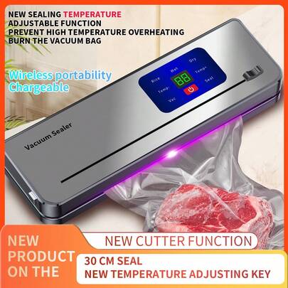 USB Rechargeable Digital Display Portable Vacuum Sealer Machine, With Dry & Wet Food Modes, Suitable For Cooking, Camping And Catering, Rapid Sealing Of 10 Bags, Ideal For Food Preservation, Snacks, Meat, Fruits, Vegetables, Space-Saving Design