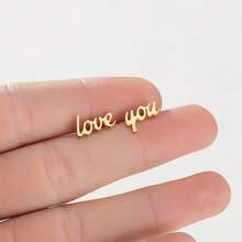 1 Pair "LOVE YOU" Letter Earrings, Fashionable And Personalized Letter Earrings, Minimalist Style, Letter Elements Suitable For Daily Commuting, Dating, Parties - GED466 - View 6