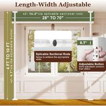 Room Divider For Room Separation, Tension Curtain Rods No Drilling, 4-10ft(H) 28-70inch(W) Adjustable Temporary Privacy Wall Divider, Heavy Duty Freestanding Space Partition Separator, White,39832977 - 白色 - 查看 2
