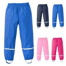 Kids Rain Pants - Waterproof Overpants For Outdoor Play, Easy On/Off With Elastic Waist & Ankle, Boys Girls - 玫紅 - 查看 6