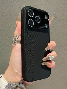 碳纤维奢华针织人造革手机壳,兼容 17 Pro Max、17 Pro、17、16 Pro Max、15、14 Pro Max、13 Pro Max,时尚织物纹理,防震保护套 - 黑色 - 查看 3