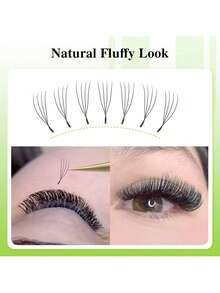 LUCK LTGIRL 12 Rows 0.07 D Curl 4D U-Shape Lash Extensions, Premium U-YY Lashes, Soft & Fluffy Pre-Made Lash Clusters, False Eyelashes