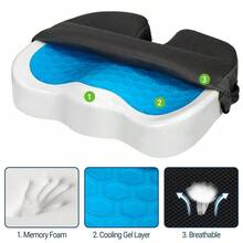 Tailbone Pain Relief Office Chair Seat Cushion, Memory Foam Gel Seat Cushion For Sciatica Pain Relief With Washable Cover, Butt Cushion For Long Sitting, Mesh, Black - 網狀黑色 - 查看 7